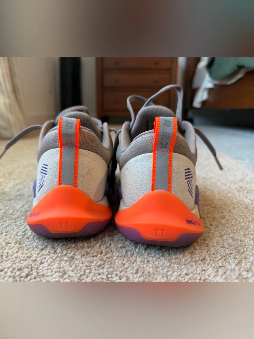 Women's Athletic Sneakers - Gray with Purple Accents